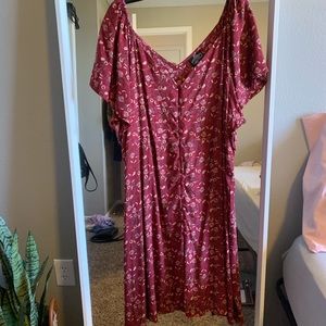 Rustic floral dress, red 2X